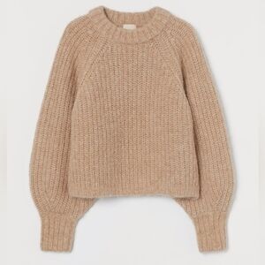 H&M Beige Melange Knit Alpaca-blend Sweater Size M
